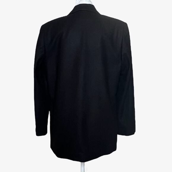 VTG Sag Harbor Womens Wool Blazer Size 10 Black 80s 90s Boxy Grandpa Minimalist - Picture 2 of 9